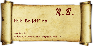 Mik Bojána névjegykártya